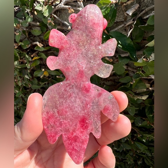 Rhodonite With Quartz Goldfish Carving - Picture 4 of 7